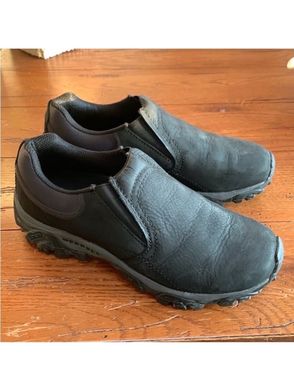 Merrell Men’s Moab Adventure Moc Shoes Black Slip-on Vibram Outsoles Size 8